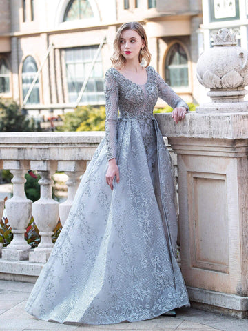 Vestidos de noche formales de sirena/trompeta Baoleely, vestidos de fiesta largos de manga larga hasta el suelo 