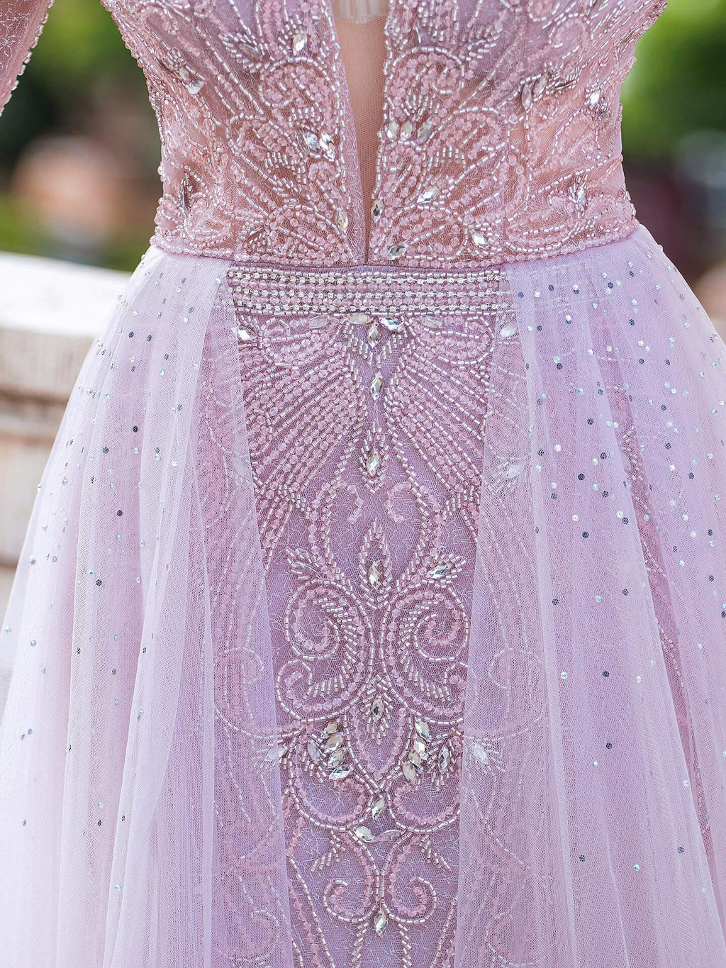 Baoleely Mermaid V-neck Beaded Luxurious Fashion Formal Evening Dresses Long Sleeve Floor Length Prom Dresses