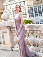 Baoleely Mermaid / Trumpet Luxurious Sexy Formal Evening Dresses Spaghetti Strap Sleeveless Floor Length Prom Dresses