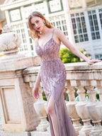 Baoleely Mermaid / Trumpet Luxurious Sexy Formal Evening Dresses Spaghetti Strap Sleeveless Floor Length Prom Dresses