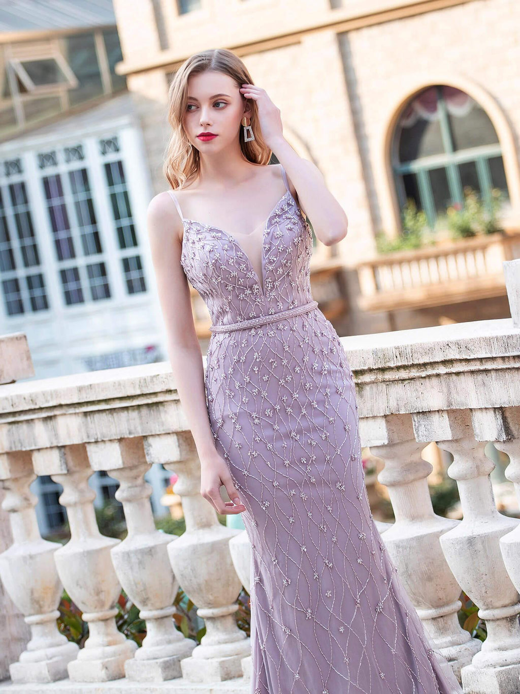 Baoleely Mermaid / Trumpet Luxurious Sexy Formal Evening Dresses Spaghetti Strap Sleeveless Floor Length Party Dresses