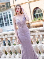 Baoleely Mermaid / Trumpet Luxurious Sexy Formal Evening Dresses Spaghetti Strap Sleeveless Floor Length Party Dresses
