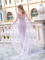 Baoleely Mermaid / Trumpet Luxurious Sexy Formal Evening Dresses Spaghetti Strap Sleeveless Floor Length Party Dresses