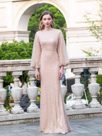 Baoleely Mermaid / Trumpet Luxurious Fashion Formal Evening Dresses Long Sleeve Floor Length Prom Dresses