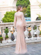 Baoleely Mermaid / Trumpet Luxurious Fashion Formal Evening Dresses Long Sleeve Floor Length Prom Dresses