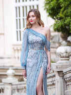 Robe de soirée fourreau Baoleely, asymétrique, sans manches, longueur au sol, fendue sur le côté 