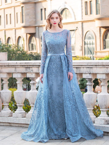 Robe de soirée sirène style trompette Baoleely, manches longues, longueur au sol 