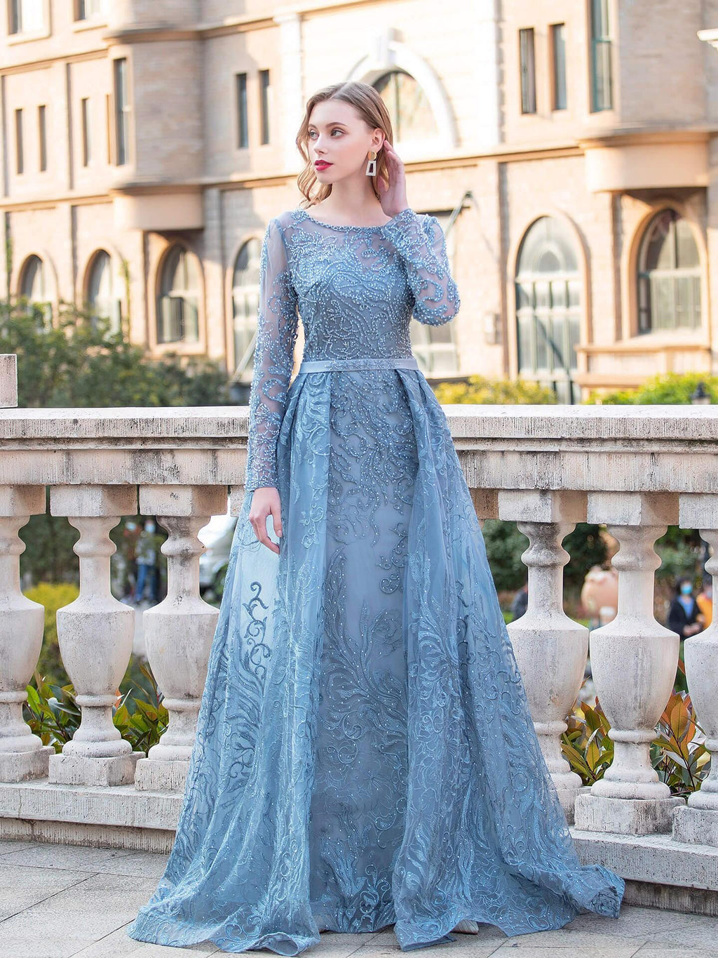 Baoleely Mermaid Trumpet  Fashion Formal Evening Dresses Long Sleeve Floor Length Prom Dresses