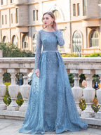 Baoleely Mermaid Trumpet  Fashion Formal Evening Dresses Long Sleeve Floor Length Prom Dresses