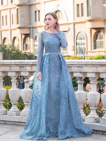 Robe de soirée sirène style trompette Baoleely, manches longues, longueur au sol 