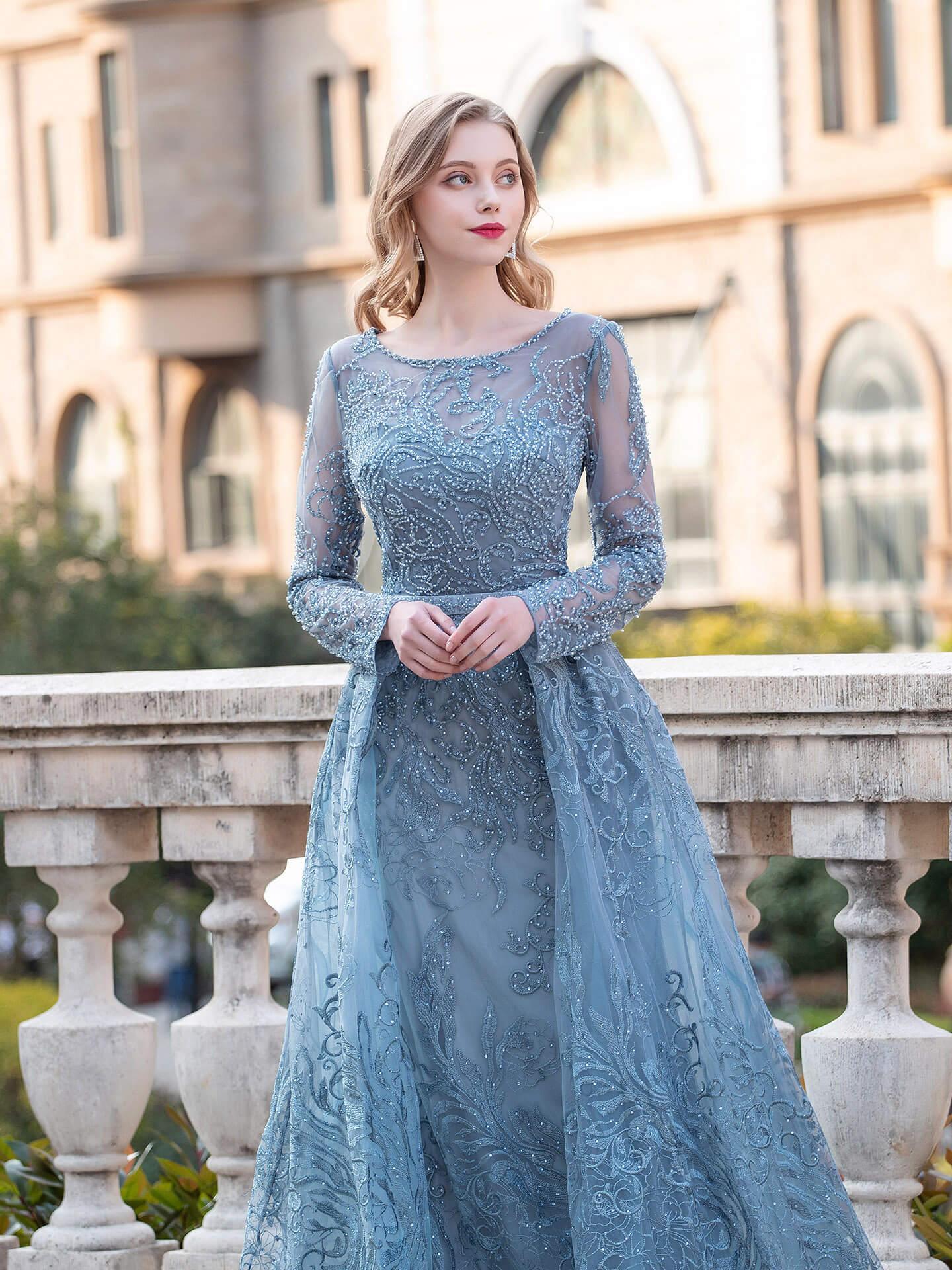Baoleely Mermaid Trumpet  Fashion Formal Evening Dresses Long Sleeve Floor Length Prom Dresses