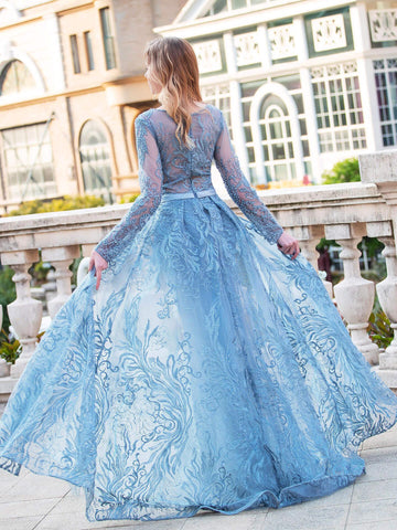 Robe de soirée sirène style trompette Baoleely, manches longues, longueur au sol 