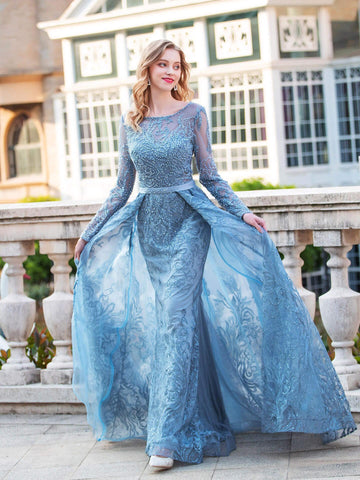 Robe de soirée sirène style trompette Baoleely, manches longues, longueur au sol 