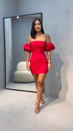 Vestido rojo sin tirantes para baile de bienvenida, vestido rojo de cóctel Y2187