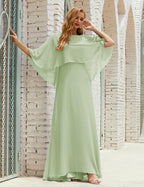 Vestido de dama de honor Sunderly para mujer, manga larga, cuello en V, de gasa, vestido formal de fiesta de boda SY28018