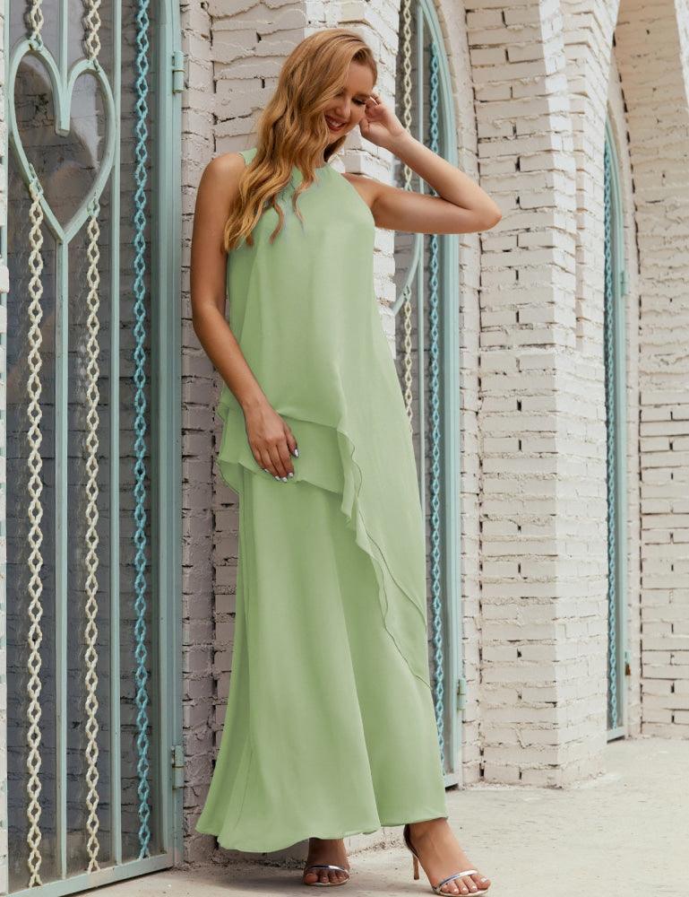 Vestido largo de gasa de talla grande para la madre de la novia, vestido de gala para dama de honor, vestido de graduación SY28019