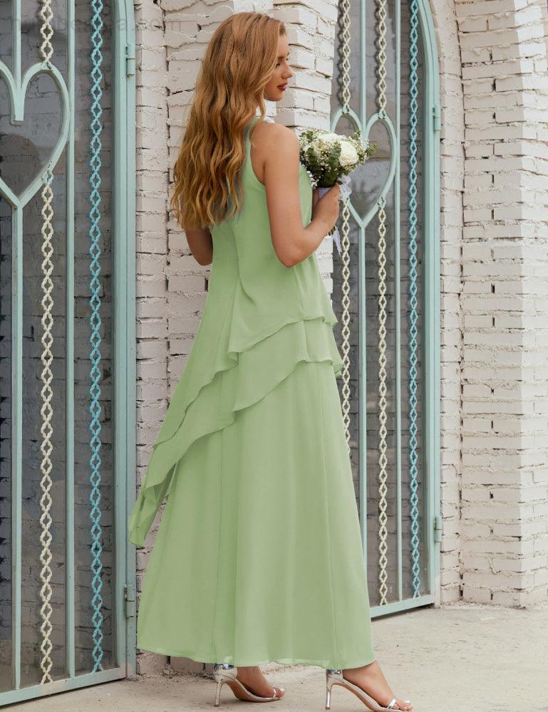 Vestido largo de gasa de talla grande para la madre de la novia, vestido de gala para dama de honor, vestido de graduación SY28019