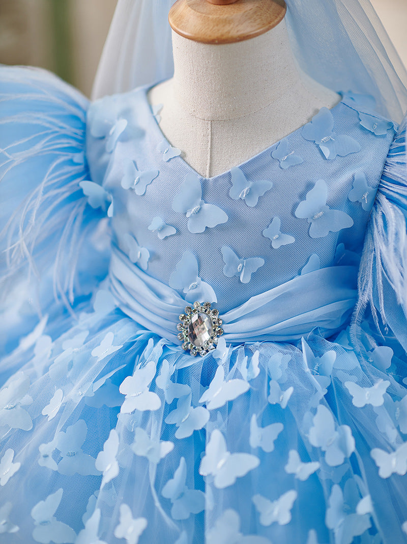 Vestido de tul hasta la rodilla para fiesta de cumpleaños de niña 