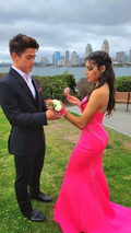 Robe de bal sirène rose fuchsia élégante, robe de soirée chic Y5415