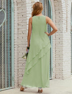 Vestido largo de gasa de talla grande para la madre de la novia, vestido de gala para dama de honor, vestido de graduación SY28019