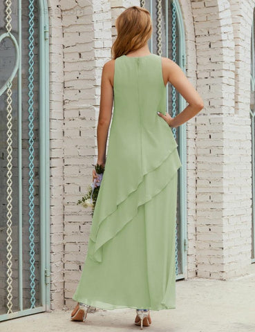 Vestido largo de gasa de talla grande para la madre de la novia, vestido de gala para dama de honor, vestido de graduación SY28019