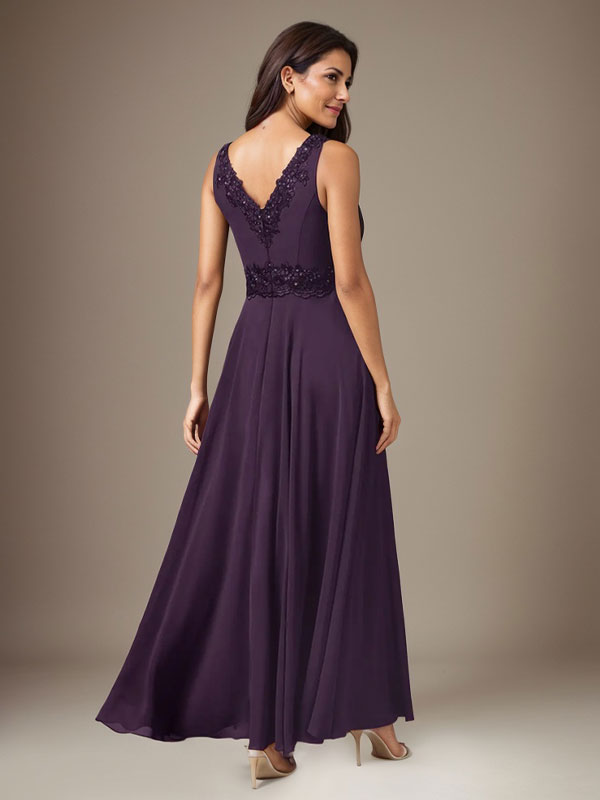 Robe prune trapèze en mousseline à sequins 