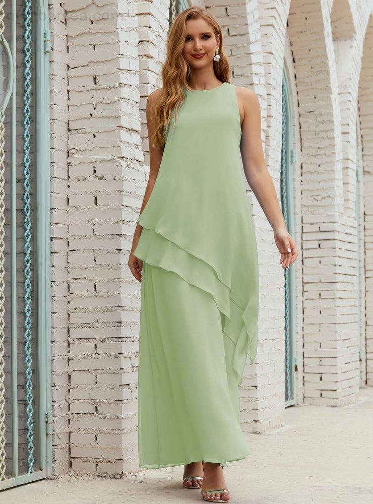 Vestido largo de gasa de talla grande para la madre de la novia, vestido de gala para dama de honor, vestido de graduación SY28019