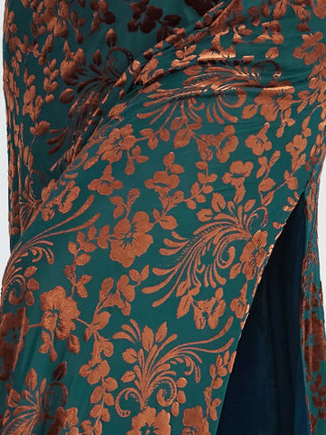 Robe vintage unie en velours, col V, manches courtes, longueur thé, idéale pour la mère de la mariée, avec fente. 