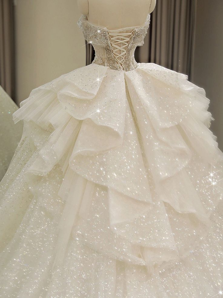 Robe de mariée épaules dénudées, robe de princesse à longue traîne, robe de mariée blanche dos nu Y6868