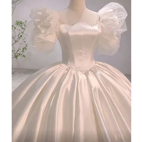 Vintage White Satin Wedding Dress Charming Wedding Dress Y411