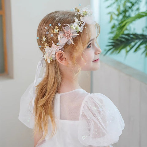 Bandeau de princesse avec couronne de perles pour filles