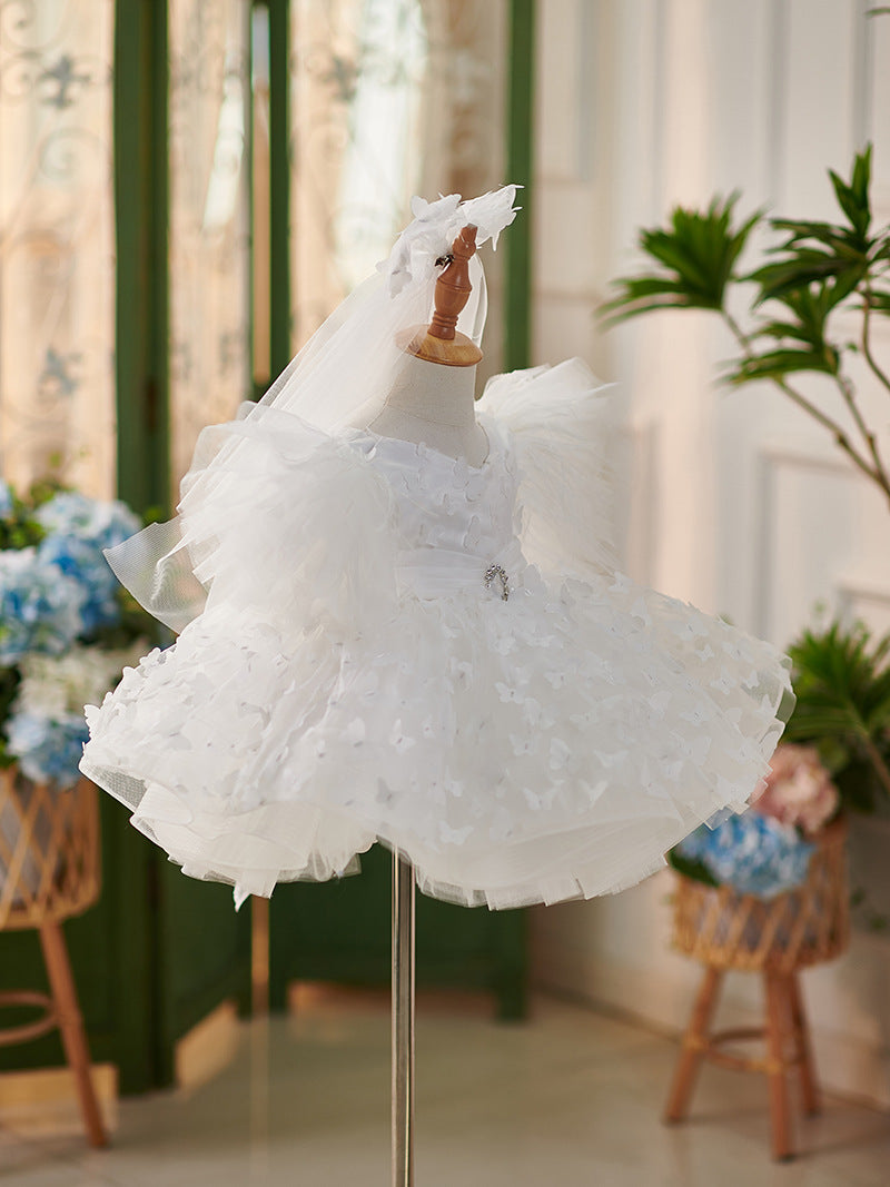Vestido de tul hasta la rodilla para fiesta de cumpleaños de niña 
