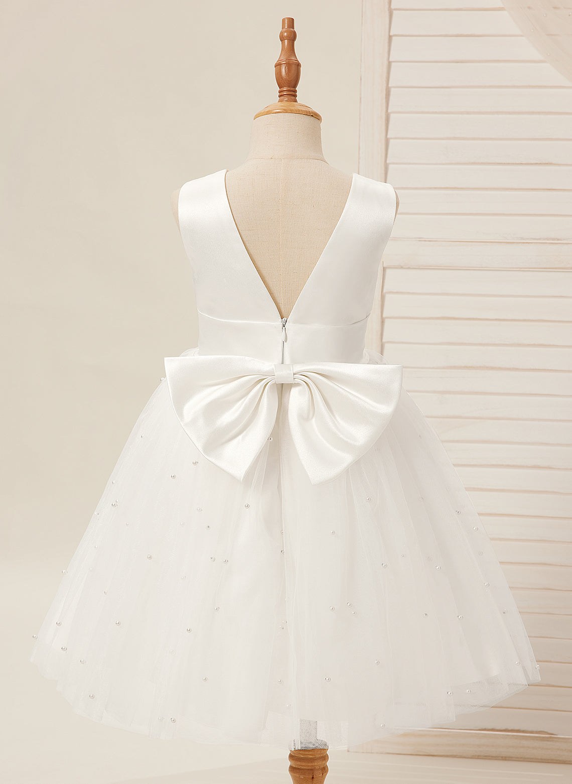 Vestido de princesa/vestido de princesa de satén y tul hasta la rodilla para niña de las flores 
