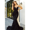 Vestido de fiesta sexy con escote en V y lentejuelas negras brillantes 