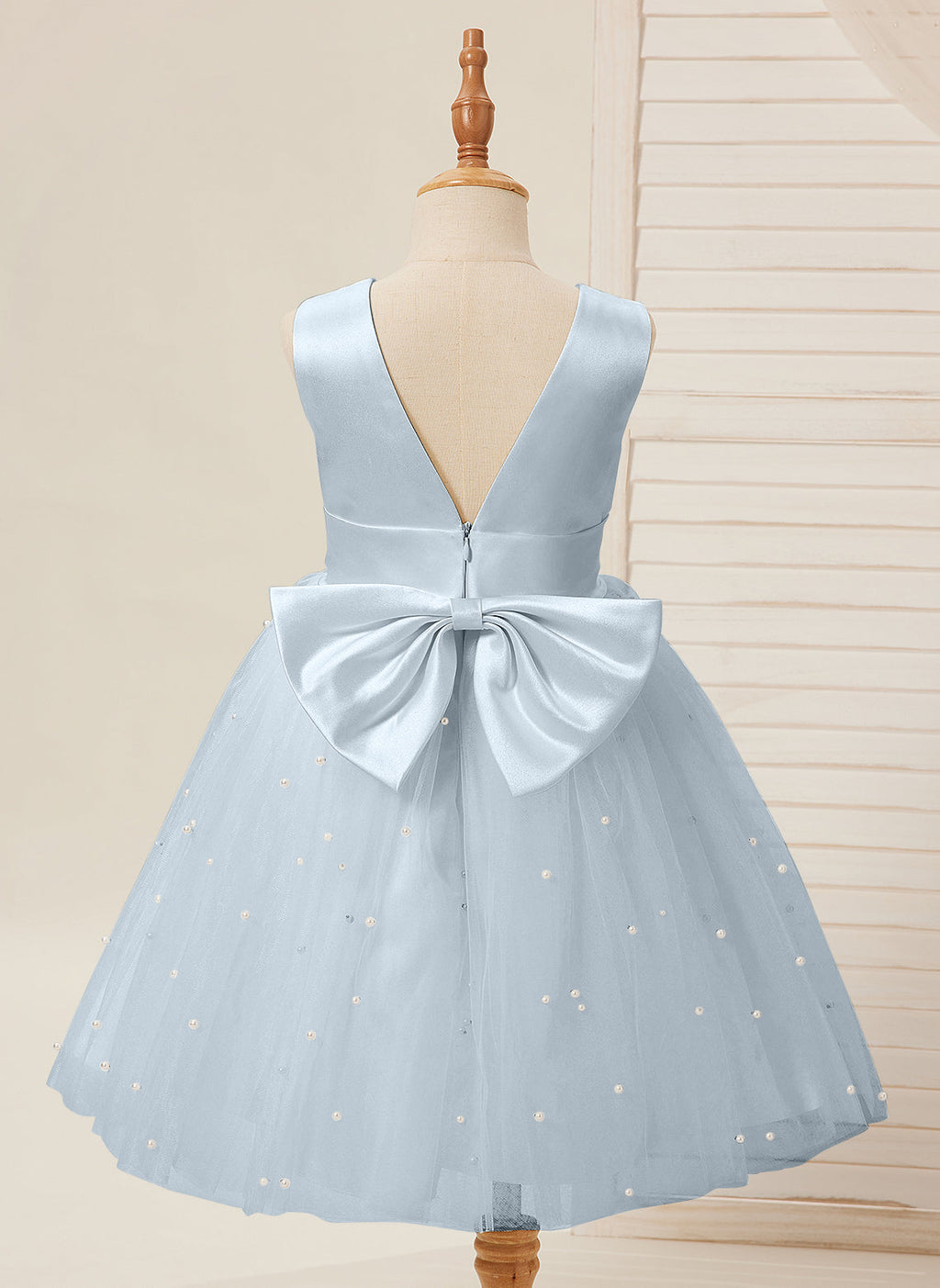 Vestido de princesa/vestido de princesa de satén y tul hasta la rodilla para niña de las flores 
