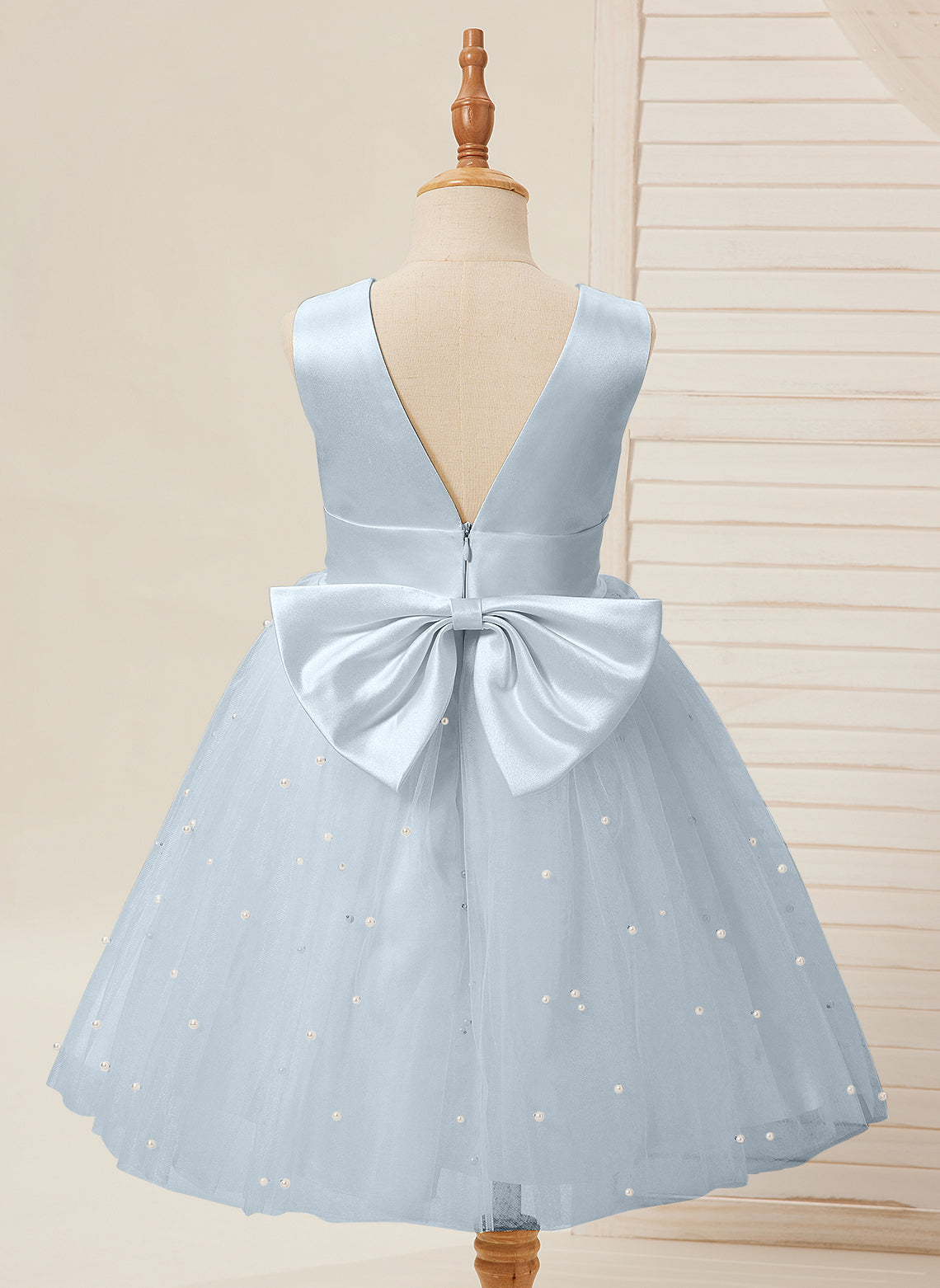 Vestido de princesa/vestido de princesa de satén y tul hasta la rodilla para niña de las flores 