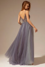 Spaghetti Straps Long Prom Dress With Slit