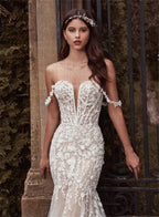 CHANDELA Charming Wedding Dresses Scoop Spaghetti Straps Trumpet Appliques Bridal Gown Robe De Mariée For Women Custom Made