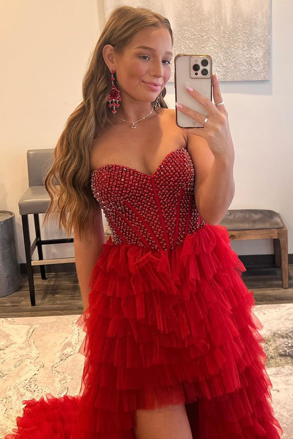 Robe de bal asymétrique en tulle
