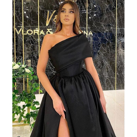 Vestido de noche formal de fiesta largo con abertura alta y un solo hombro único 