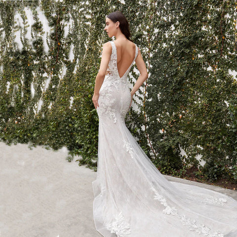 V-neck Wedding Dresses For Women 2024 Backless Mermaid Lace Appliques Floor-length Backless Customized Vestidos De Novia
