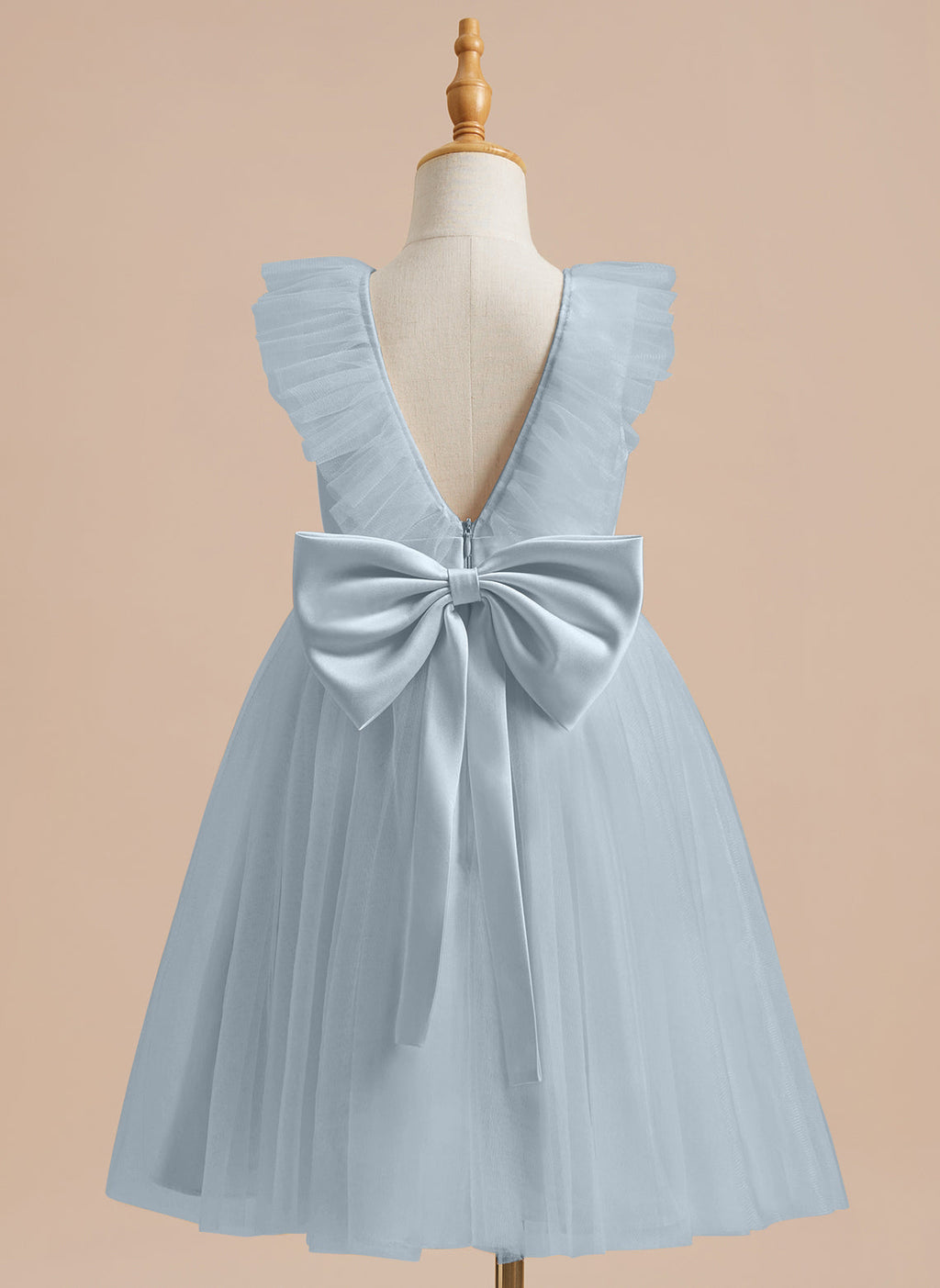 Vestido de niña de las flores de corte A, de satén y tul, hasta la rodilla 