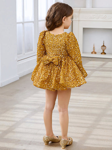 Vestido corto/mini de lentejuelas estilo princesa para bebé niña 