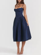 Robe midi bustier à col en V 