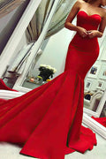 Satin Strapless Mermaid Prom Dress