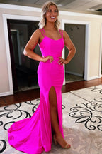 Lace Up Prom Dress With Slit