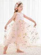 Vestido rosa de tul hasta el tobillo, corte en A (2003227599) 