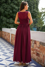 Robe de demoiselle d'honneur longue à col en V