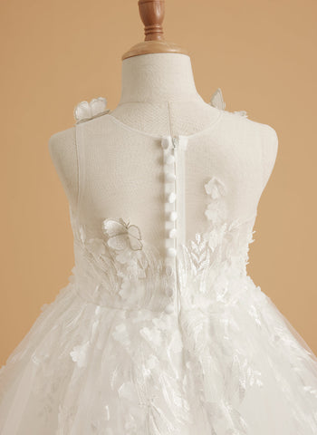 Robe de bal rose de princesse pour filles avec applications de dentelle 
