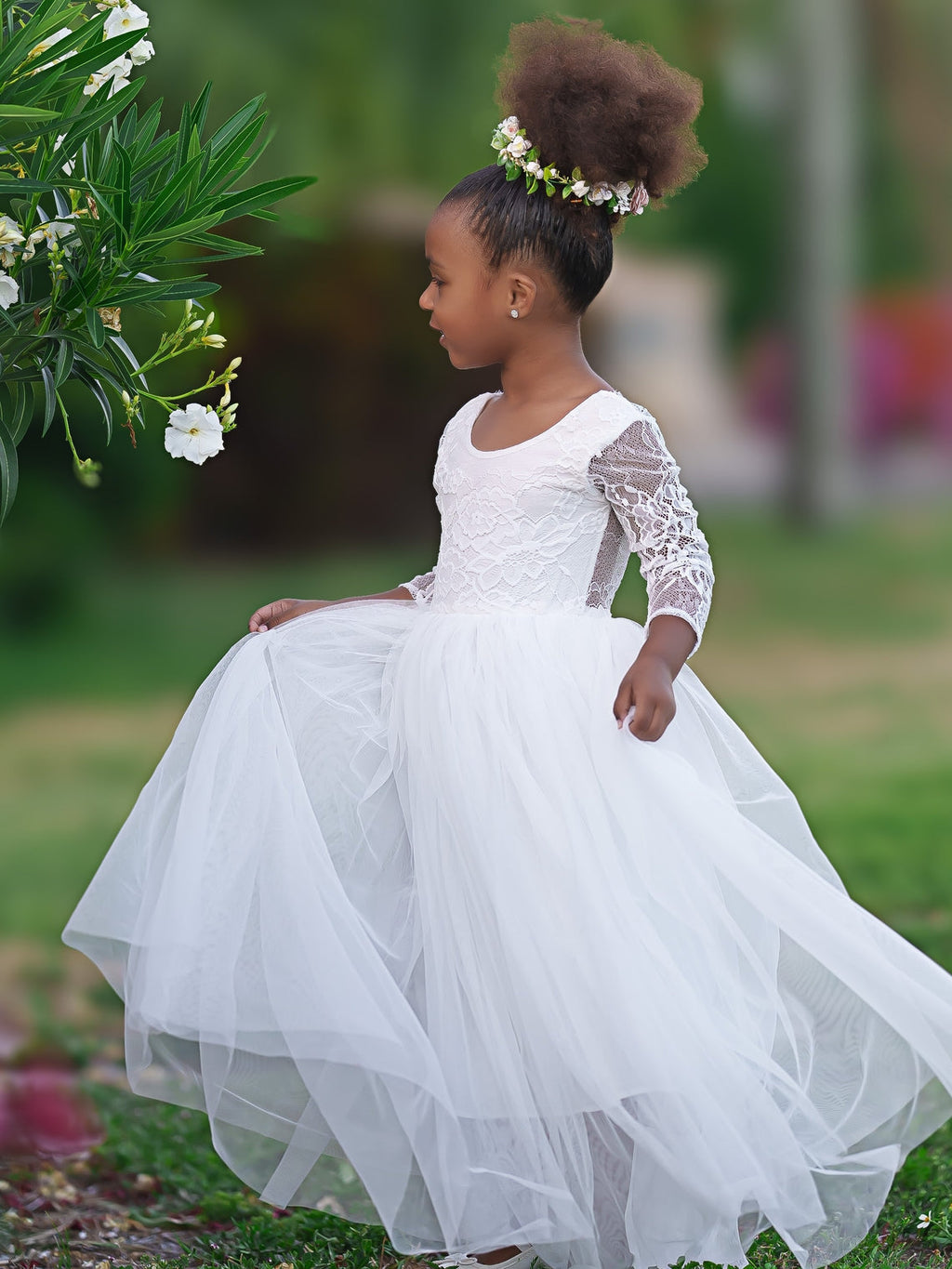 Vestido de niña de las flores, corte recto, tutú, espalda de encaje con peonías, estilo peonía, para fiesta. 